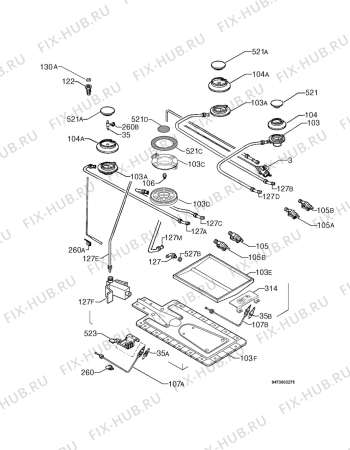 Взрыв-схема плиты (духовки) Electrolux EK9710 - Схема узла Functional parts 267